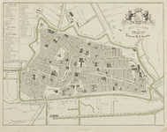 214034 Plattegrond van de stad Utrecht, met weergave van het stratenplan met namen, bebouwing, wegen en watergangen. ...